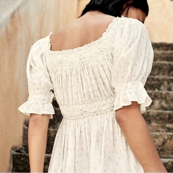 💋SOLD💋✨🩶❄️DÔEN ‘Rosen’ Embroidered Cotton Voile Azure Windswept Floral XS✨ - Picture 7 of 17